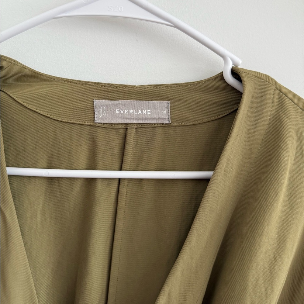 Everlane Japanese Goweave Wrap Dress In Olive Green Size 10 - Picture 3 of 7